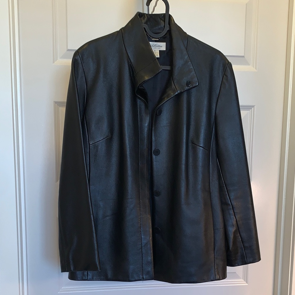 Minimalist Stand Collar Funnel Neck Black Genuine Real 100% Leather Jacke